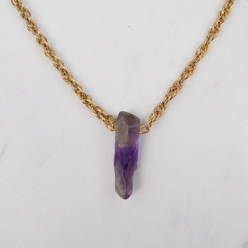 new in box! amethyst pointer bullet necklace rope chain boho hippie indie cute